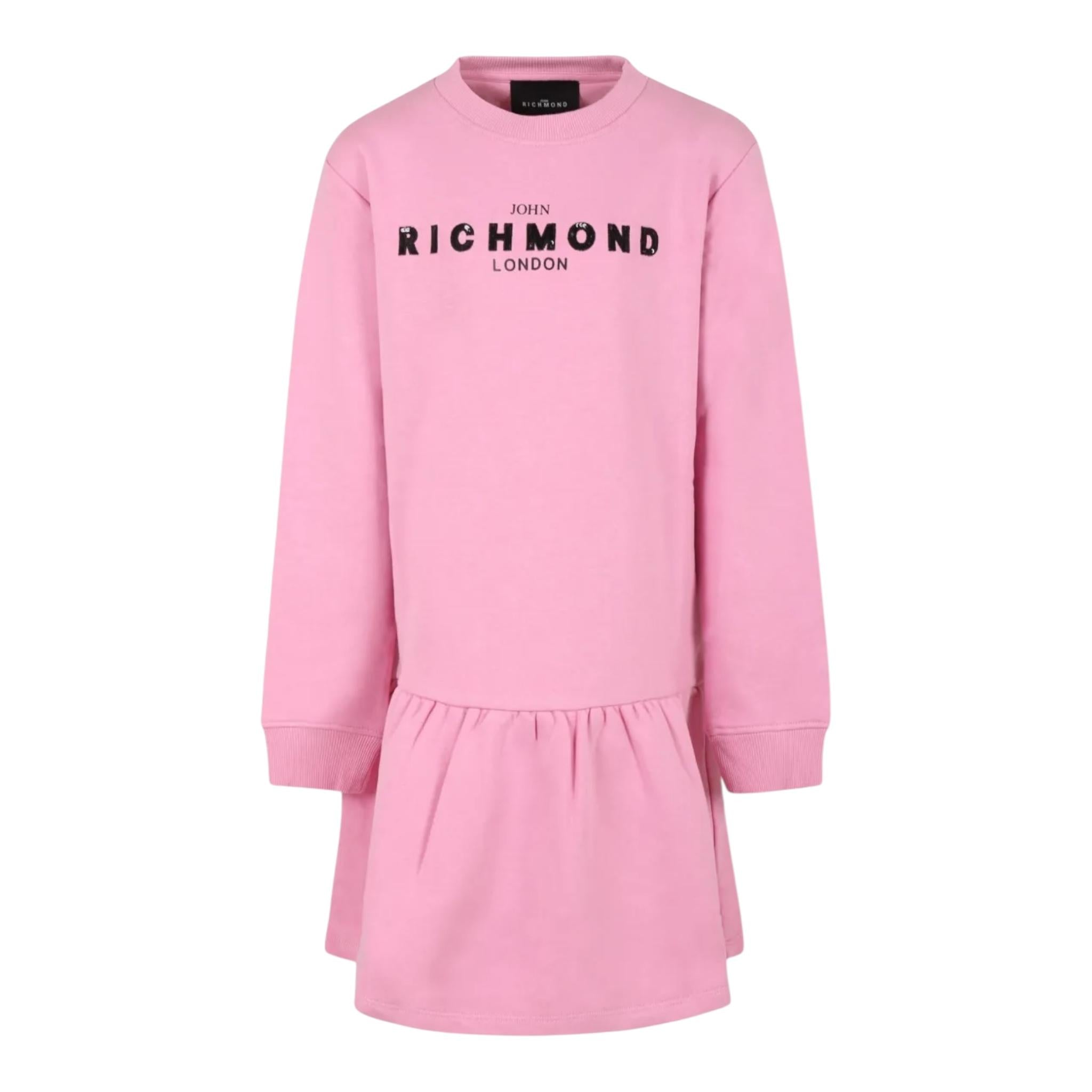 JOHN RICHMOND abito felpa girocollo tinta unita cn stampa logo Rosa per Bambina RGA4054VE ROSA JOHN RICHMOND 
