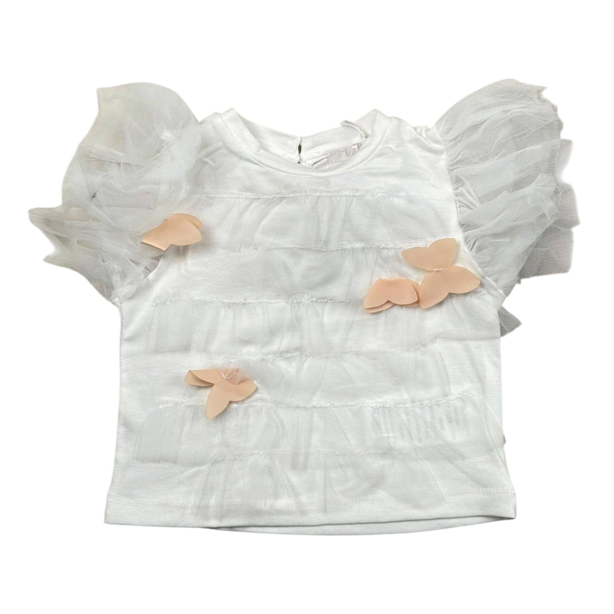 Miss Grant T-Shirt Girocollo Tinta Unita con Applicazioni per Bambina MG1335XJ BIANCO MISS GRANT 