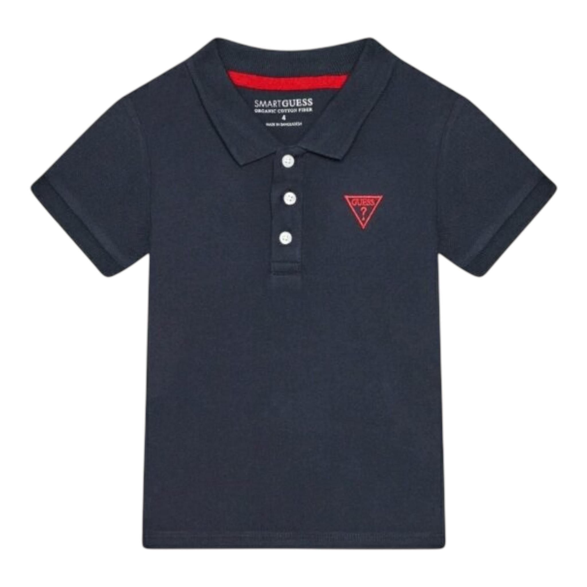 Guess Polo Mezza Manica Tinta Unita con Logo per Neonato I82P02K5DS0 BLU GUESS 