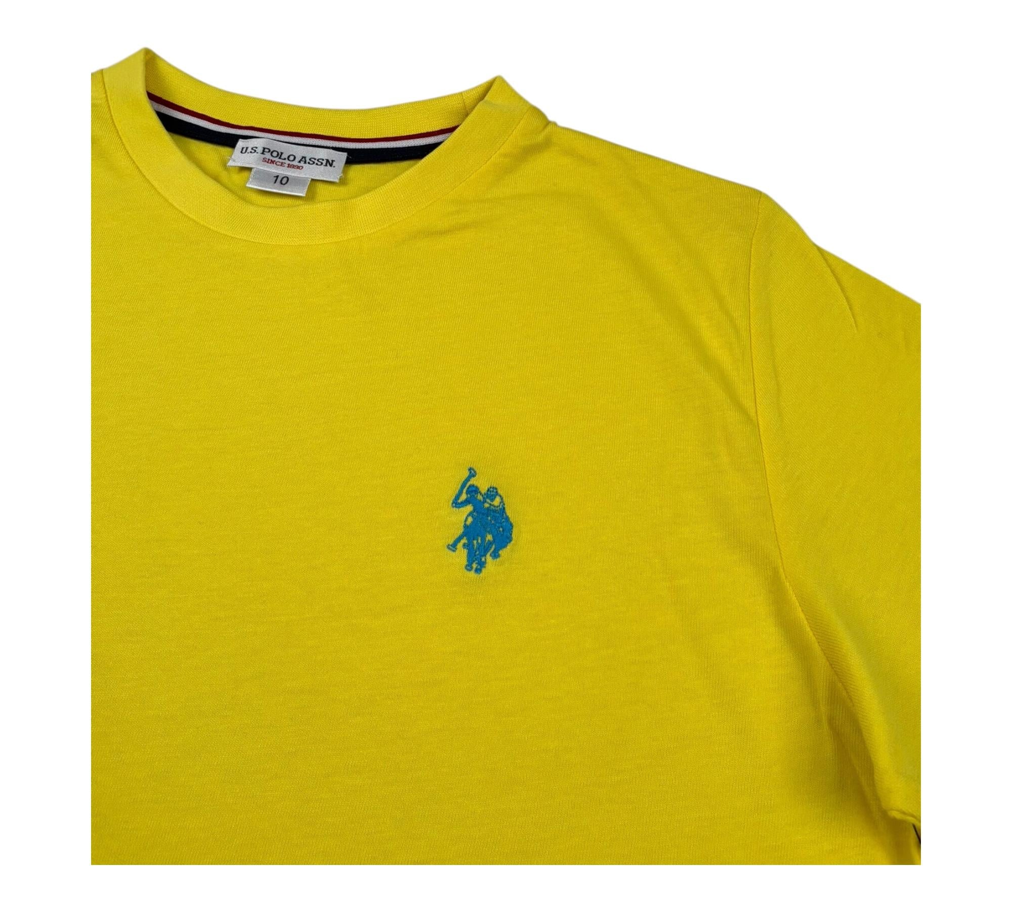 U.S. Polo Assn T-Shirt Girocollo Tinta Unita con Logo per Bambino US41554J GIALLO U.S. POLO ASSN 