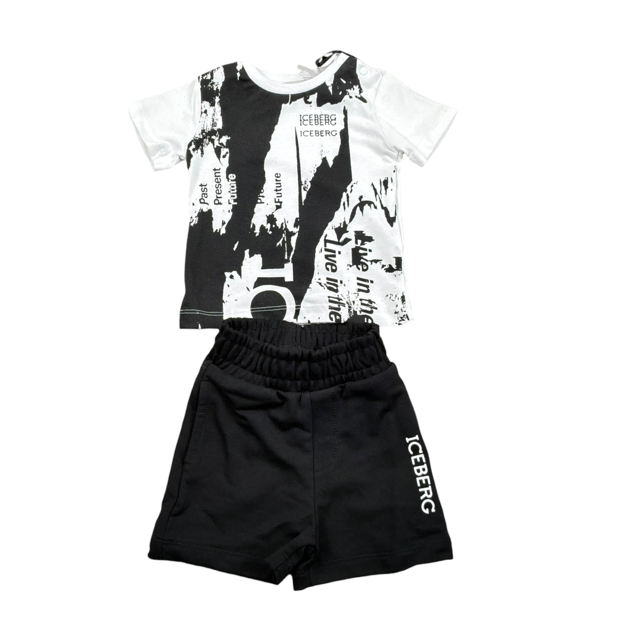 Iceberg Cmpleto 2 Pezzi T-Shirt-Bermuda Bicolore per Neonato CMBICE5101B BIANCO/NERO ICEBERG 