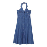 Liu Jo Abito Giromanica Tinta Unita In Denim Blu Per Bambina