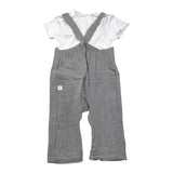 Teddy E Minou Completo T-Shirt-Salopettes Bicolore Bianco/Grigio Per Neonato