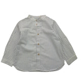 Zhoe & Tobiah Camicia Bicolore Con Collo Coreano E Fantasia A Righe Bianco/Azzurro Per Bambino