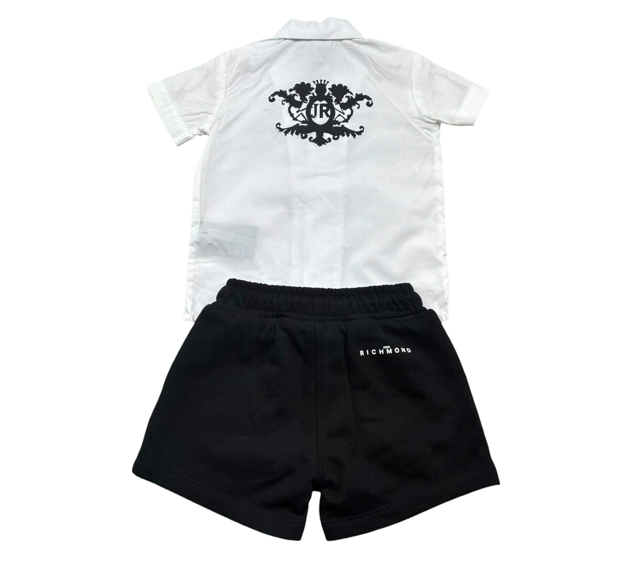 John Richmond Completo 2 Pezzi Camicia-Bermuda Bicolore per Neonato RIP26076CE BIANCO/NERO JOHN RICHMOND 