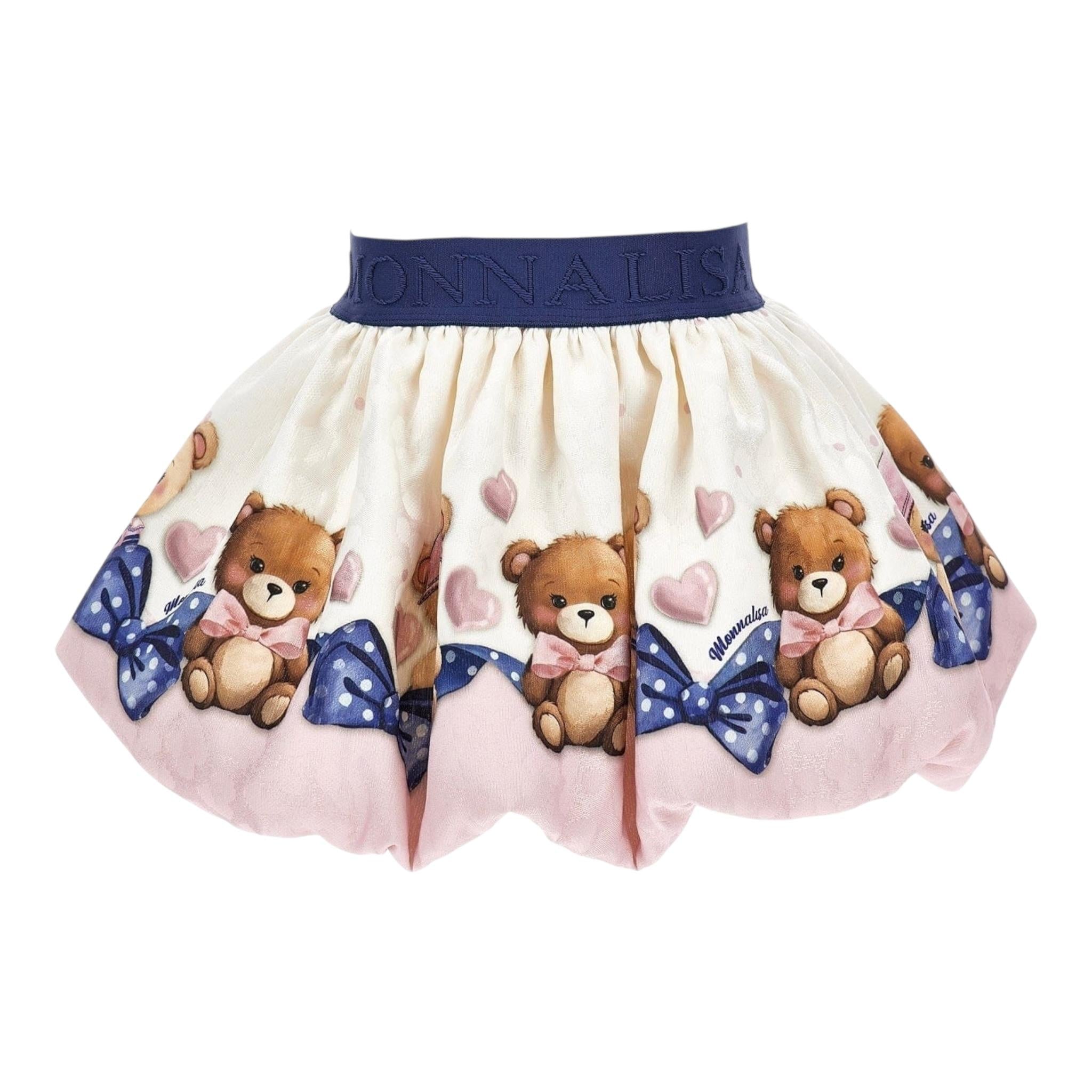 Monnalisa Gonna Tinta Unita con Fantasia E Stampa per Neonata 31D702 BIANCO MONNALISA 