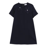 Il Gufo Abito Mezza Manica Tinta Unita con Applicazioni per Bambina P25VM784M0041 BLU IL GUFO 