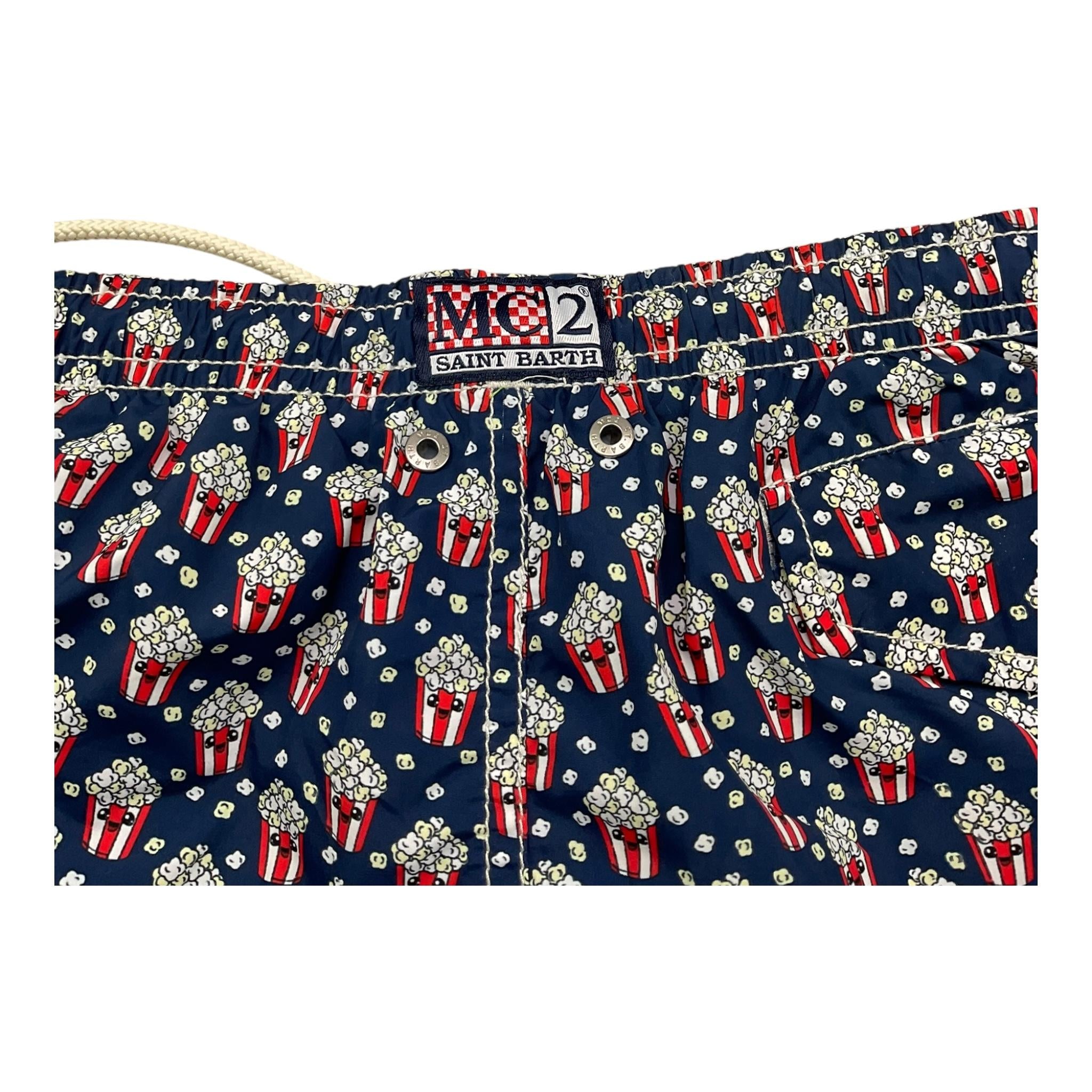 Saint Barth Costume Tinta Unita con Stampa Popcorn per Bambino JEA0004 BLU SAINT BARTH 