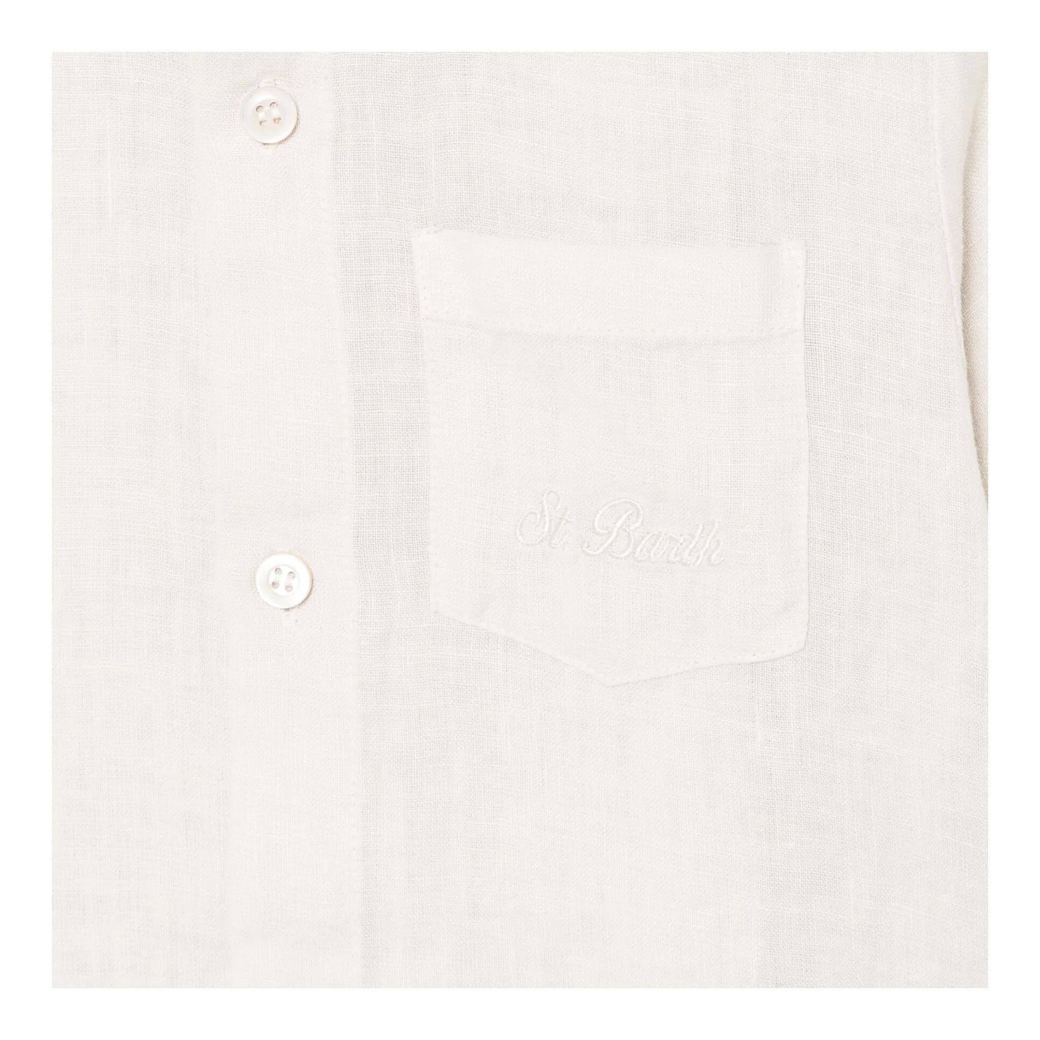 Saint Barth Camicia Mezza Manica Tinta Unita con Bottoni per Bambino SIF0001 BEIGE SAINT BARTH 