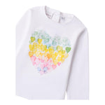 Sarabanda Shirt Girocollo Tinta Unita con Stampa per Bambina 0B206 BIANCO SARABANDA 