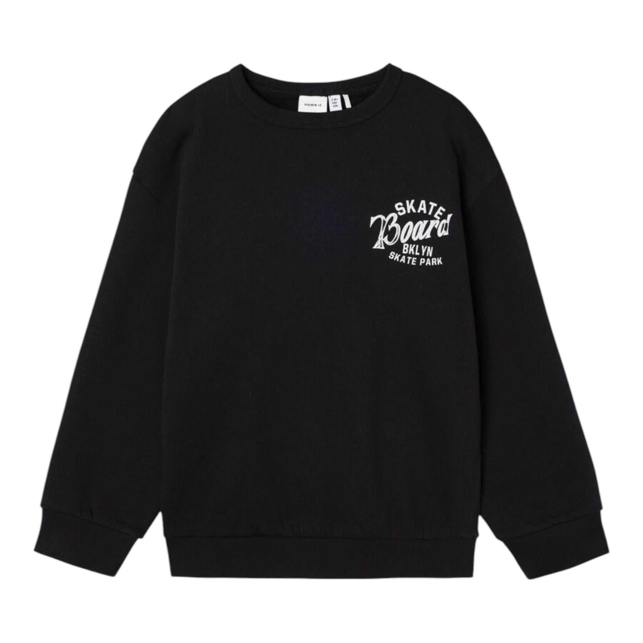 NAME.IT felpa chiusa girocollo tinta unita con stampa in contrasto Nero per Bambino 13236390 NERO NAME.IT 