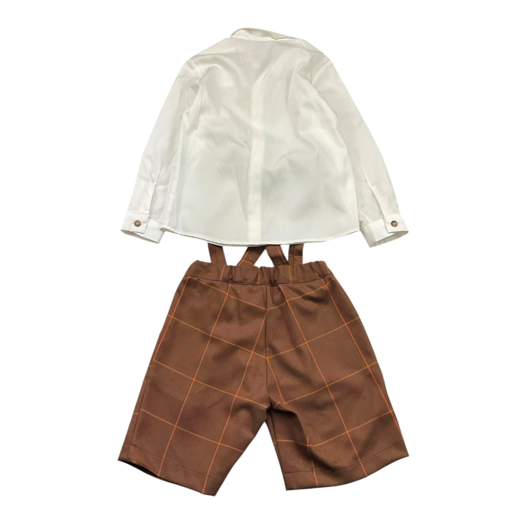 BARCELLINO completo 2pz tinta unita camicia-salopette Bianco per Neonato 105508 BIANCO BARCELLINO 