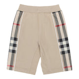 Burberry Bermuda Tinta Unita Con Profili Fantasia Logo Beige Per Bambino