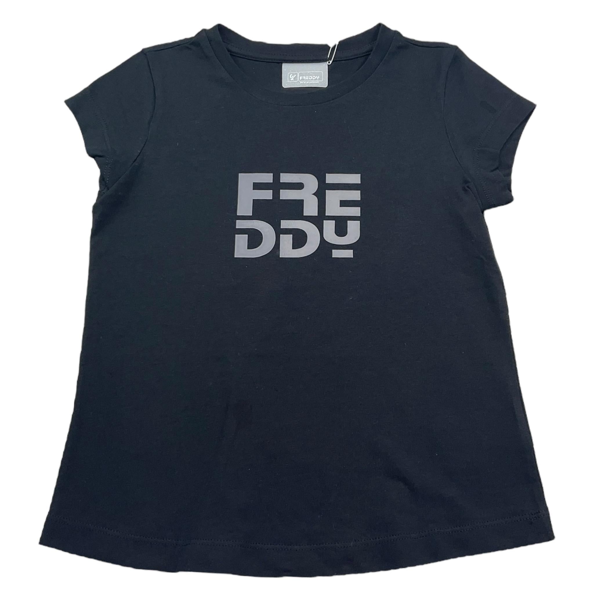 Freddy T-Shirt Girocollo Tinta Unita con Logo per Bambina FR1950 NERO FREDDY 