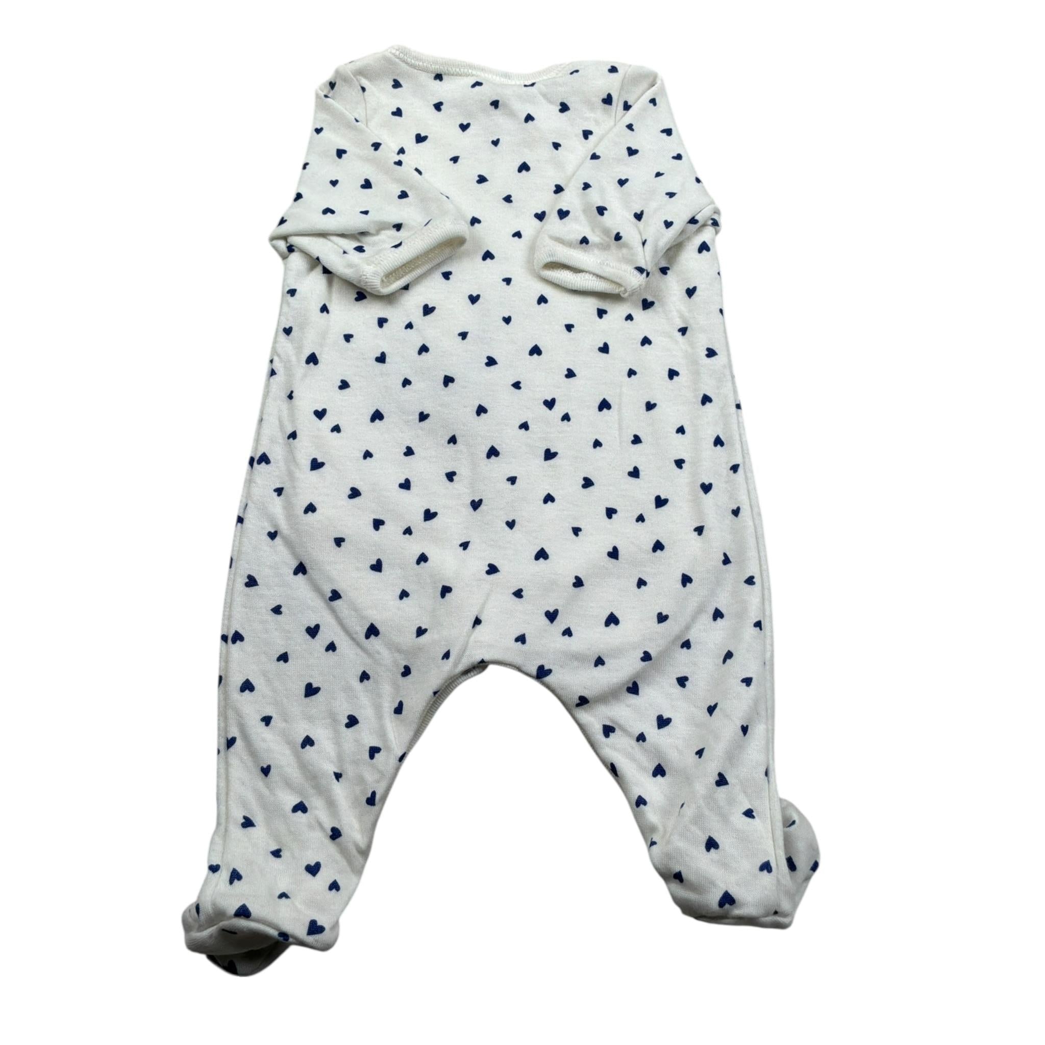 Petit Bateau Tutina Manica Lunga tinta unita Fantasia Cuori Panna per Neonata A087P01420 PANNA PETIT BATEAU 