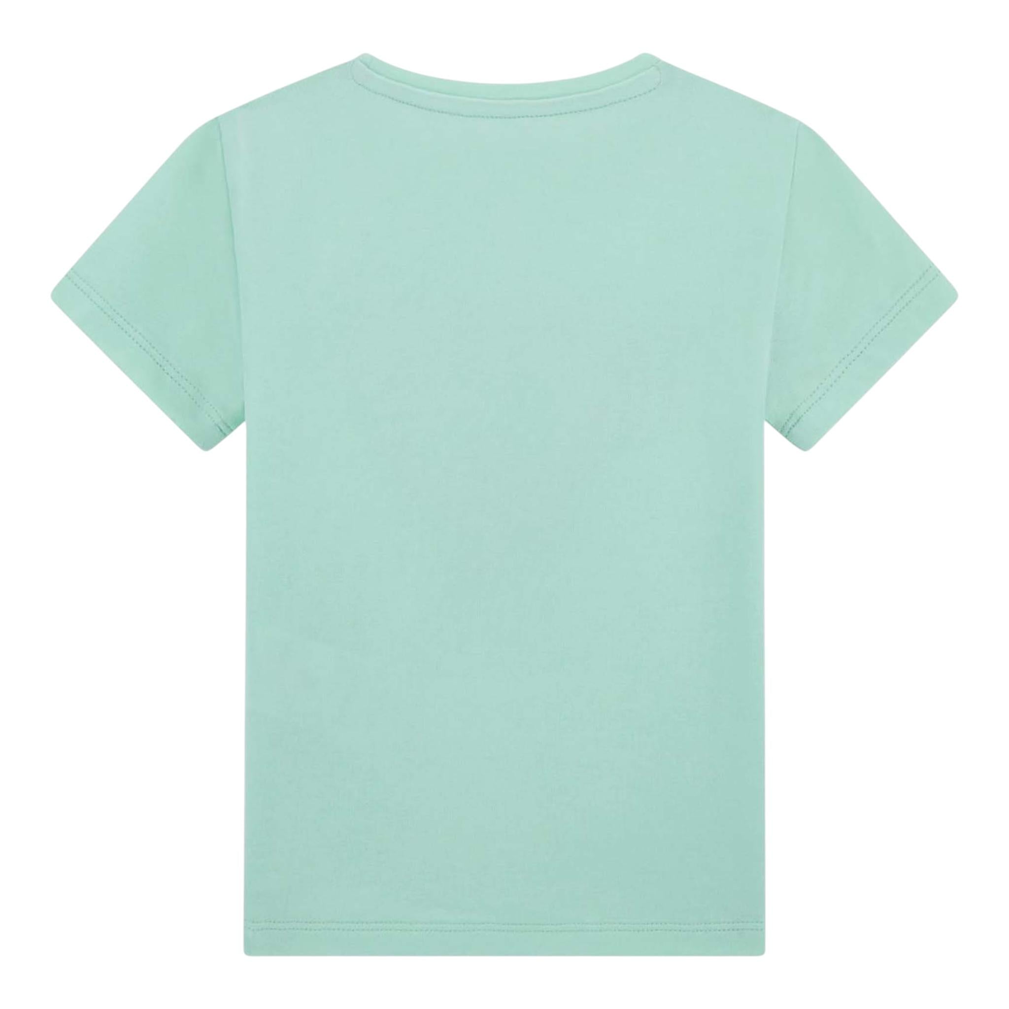 Guess T-Shirt Girocollo Tinta Unita con Stampa per Neonata K5GI14K6YW4N VERDE ACQUA GUESS 