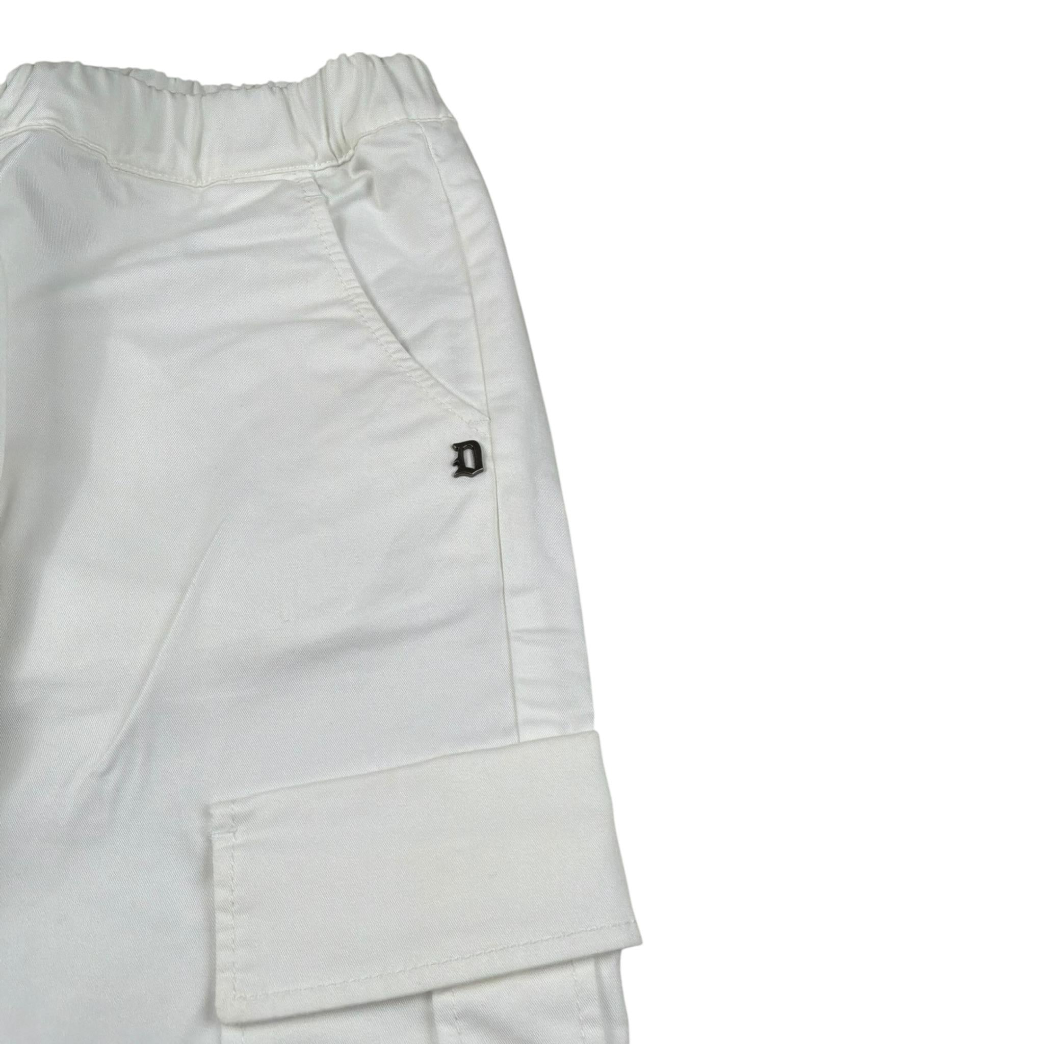 Dondup Pantalon Tinta Unita con Elaatico In Vita per Bambino DMPA041 BIANCO DONDUP 