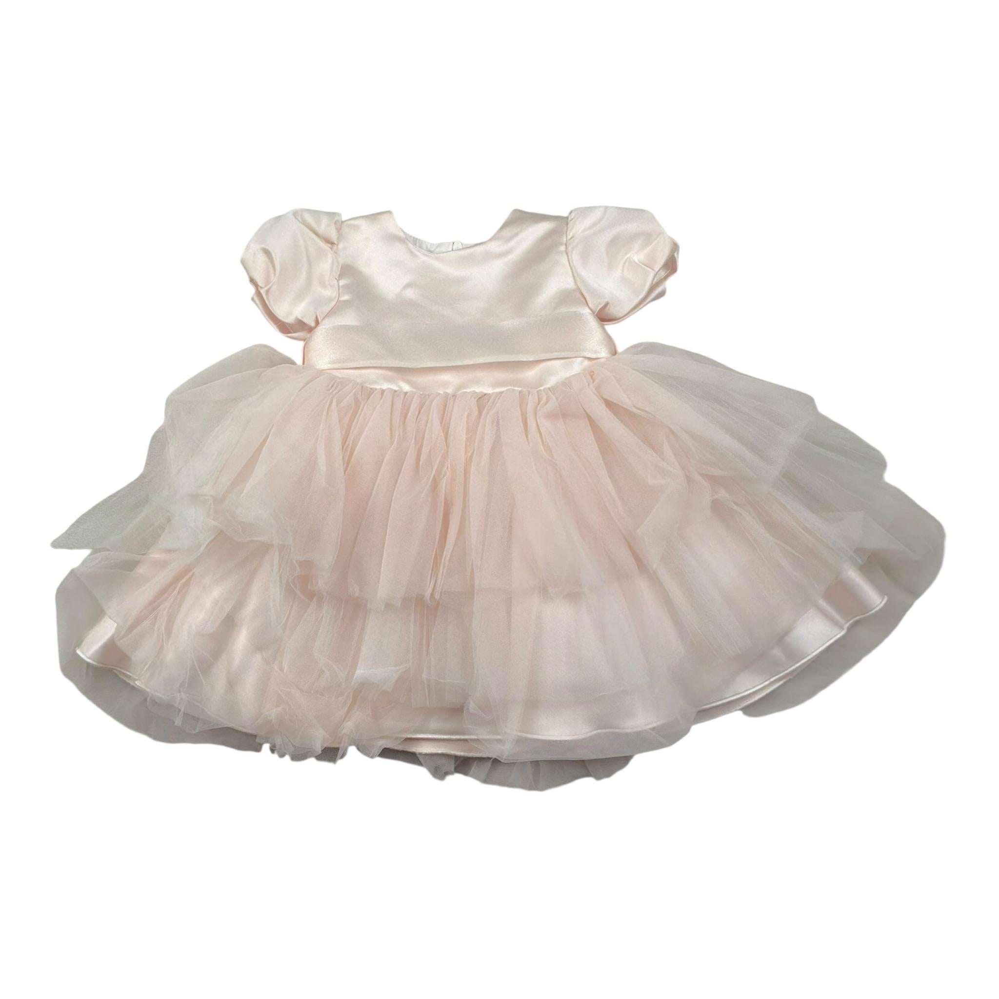 Gugu Gaga Abito Cerimonia Tinta Unita con Tulle per Neonata GF6085I ROSA GUGU GAGA 