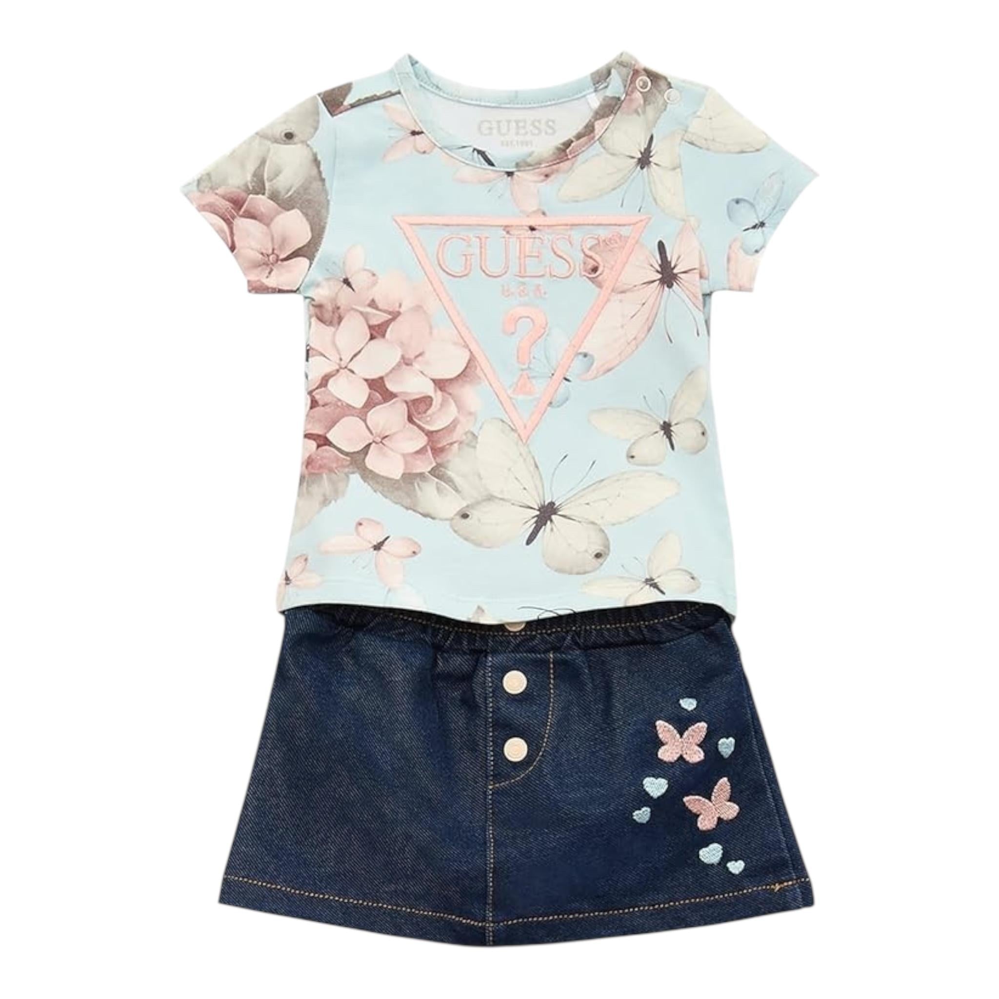 Guess Completo 2 Pezzi T-Shirt-Gonna per Neonata A5RG18J1314 VERDE ACQUA GUESS 