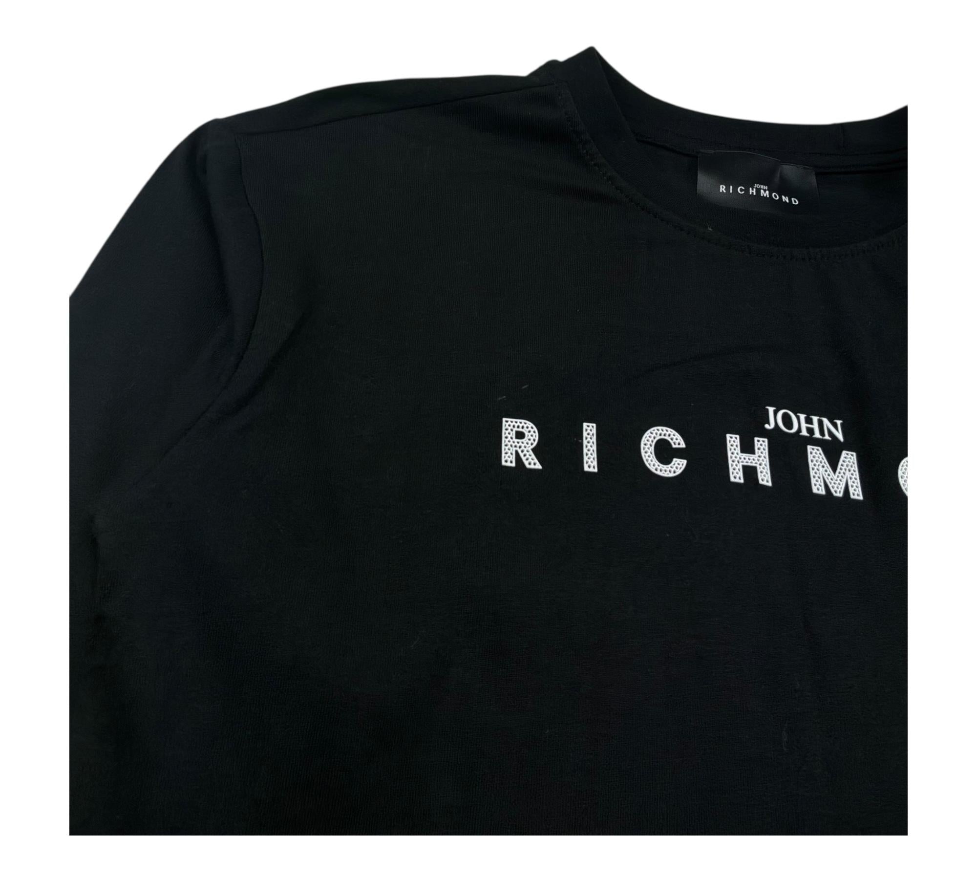 John Richmond Shirt Girocollo Tinta Unita con Logo per Bambino RGP26009TS NERO JOHN RICHMOND 