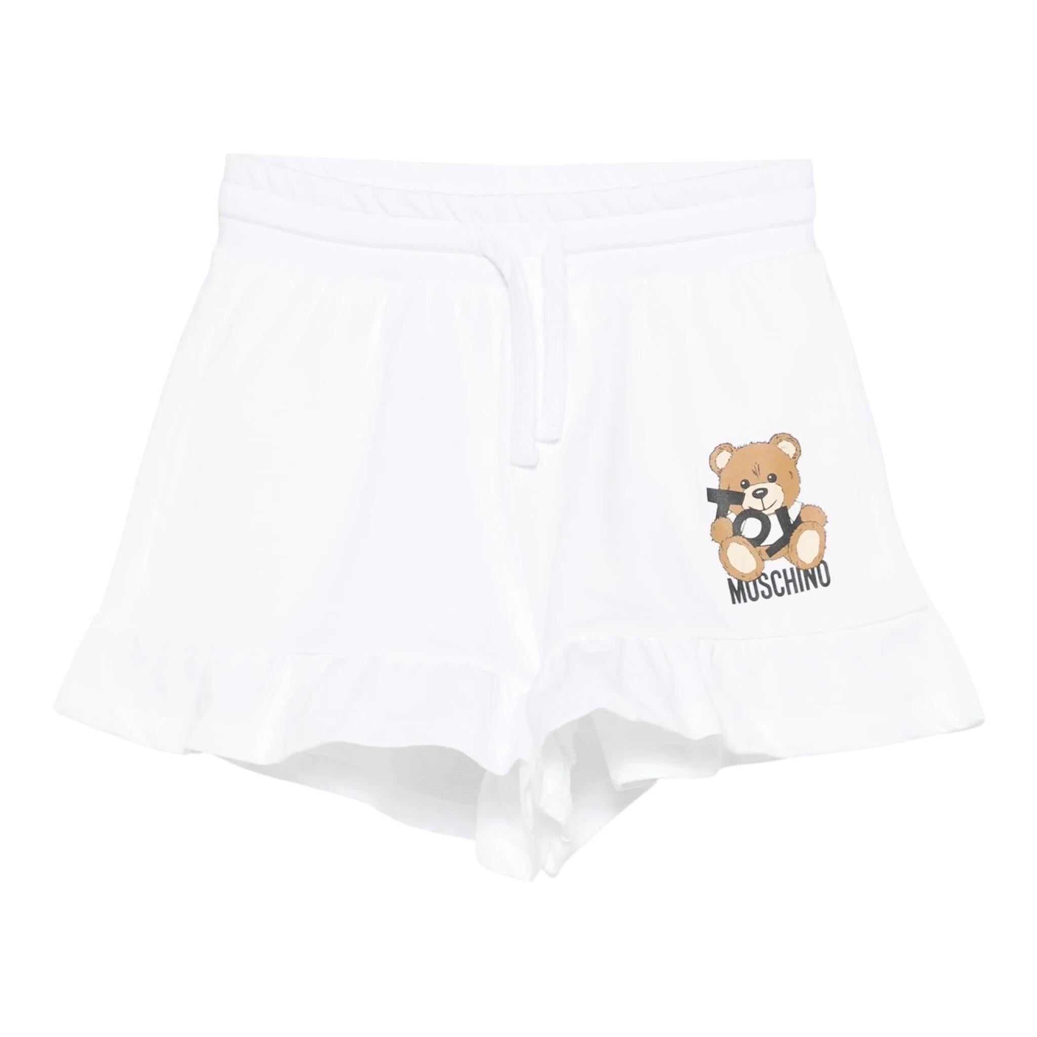 Moschino Short In Felpa Tinta Unita con Stampa per Bambina HAQ014L BIANCO MOSCHINO 