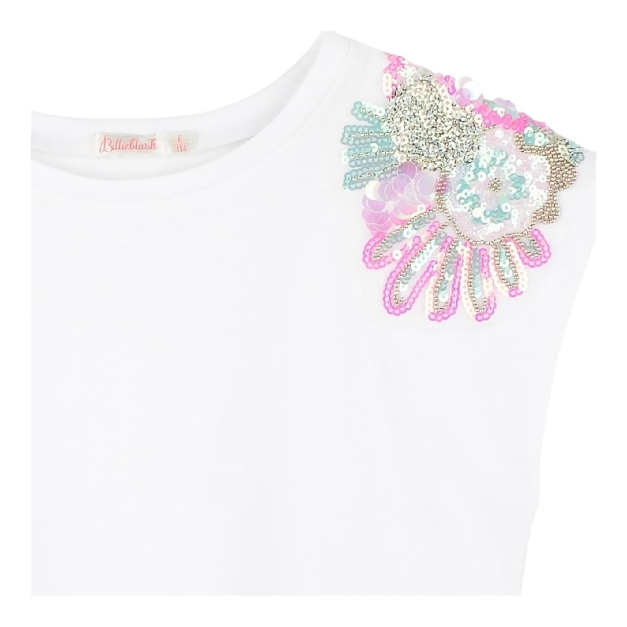 Billieblush Canotta Tinta Unita con Paillettes per Neonata U20994N BIANCO BillIEBLUSH 