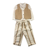 Barcellino Completo 3Pz Camicia-Pantalone-Gilet Beige Per Neonato