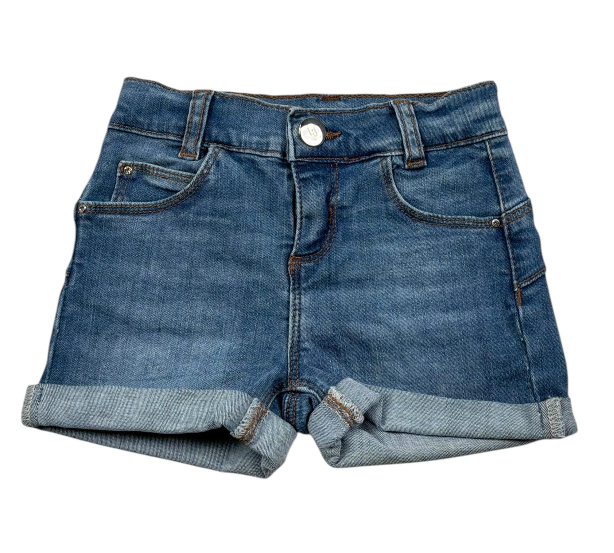 Liu Jo Short In Denim Tinta Unita con Girovita Regolabile per Neonata KA5068 BLU LIU JO 