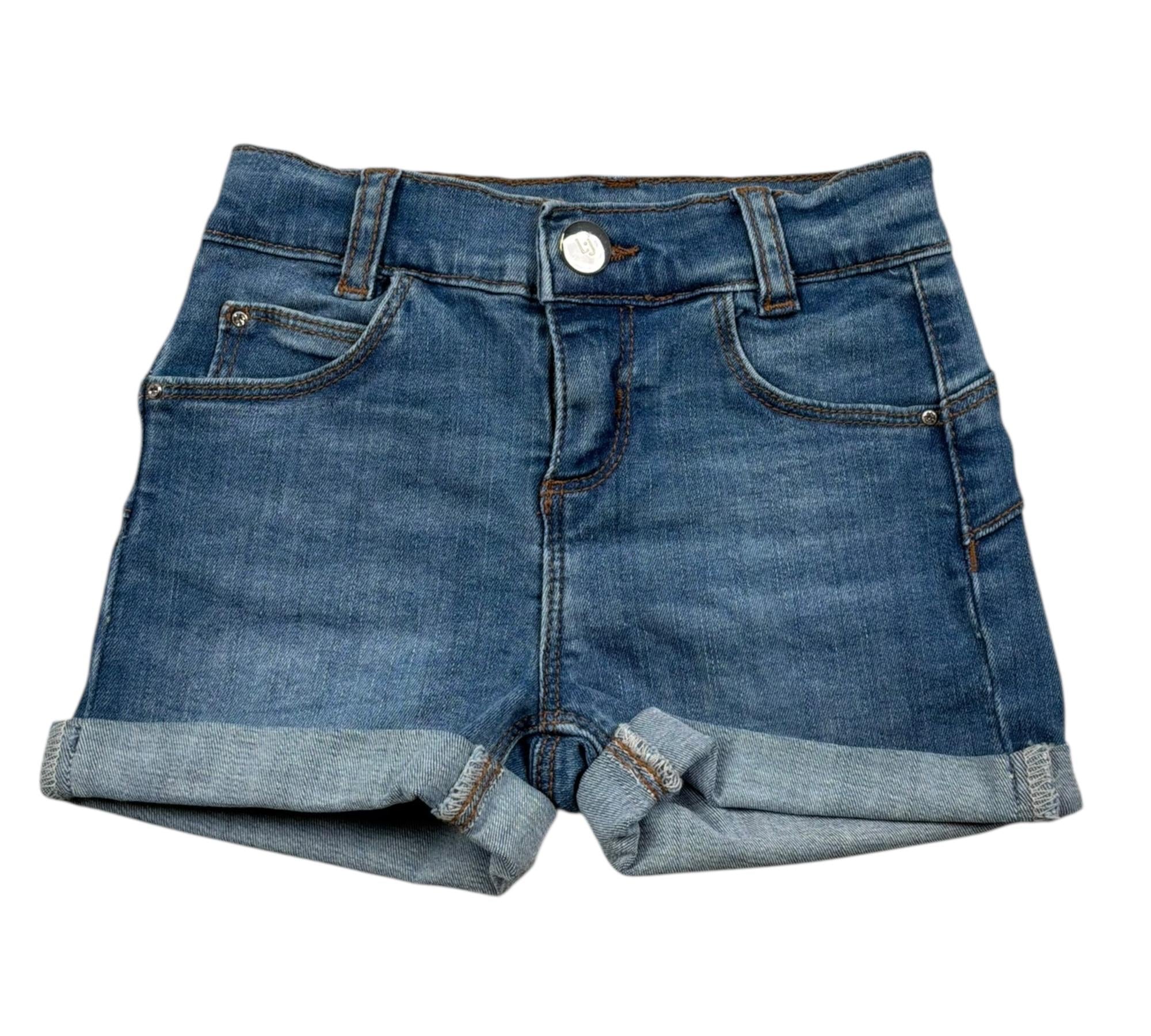 Liu Jo Short In Denim Tinta Unita con Girovita Regolabile per Neonata KA5068 BLU LIU JO 