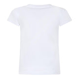 Balmain T-Shirt Girocollo Tinta Unita Con Stampa Brillantinata Bianco Per Bambina