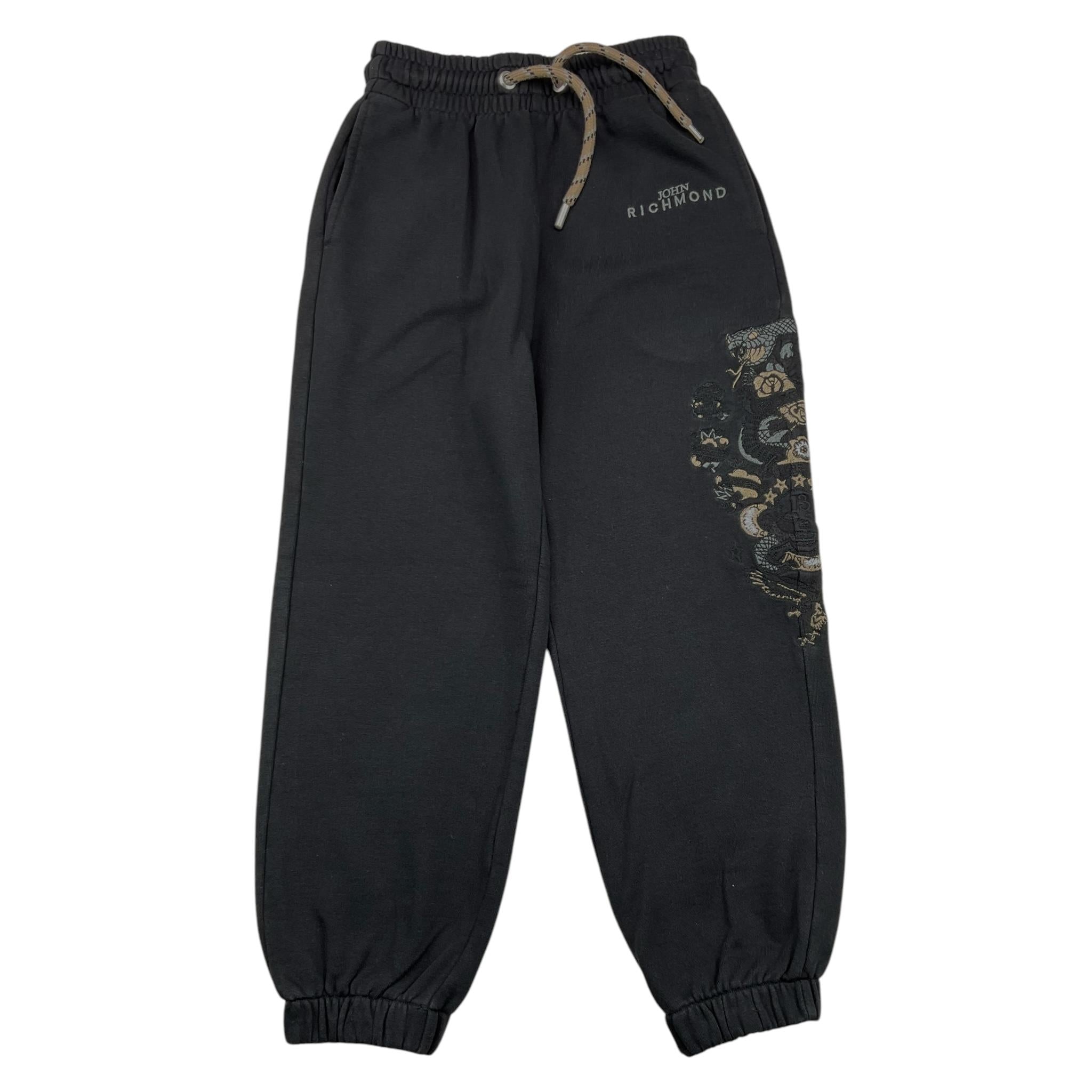 JOHN RICHMOND pantalone tuta tinta unita con stampa Nero per Bambino RBA25149PA NERO JOHN RICHMOND 