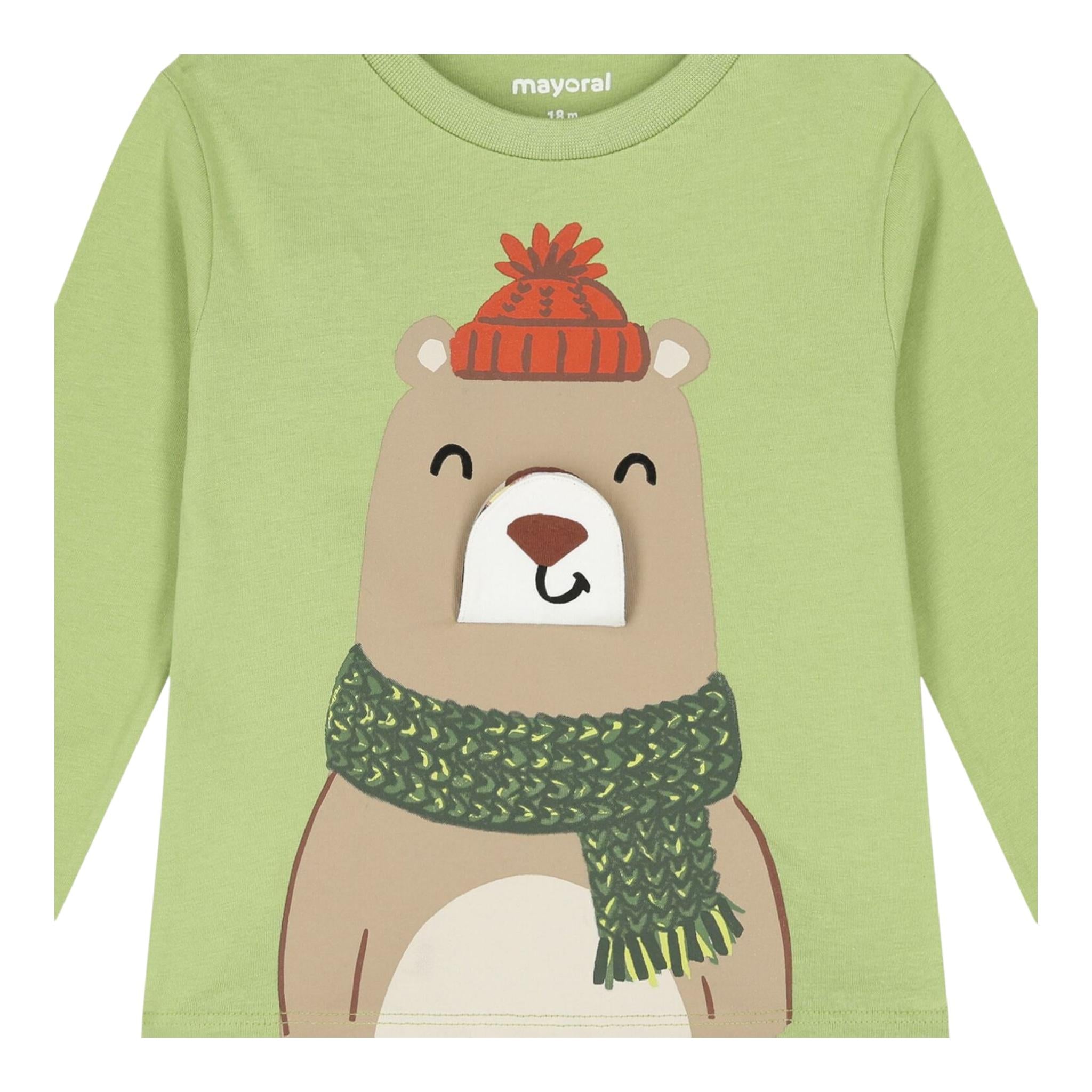 MAYORAL shirt girocollo tinta unita con stampa in contrasto Verde per Neonato 2035 VERDE MAYORAL 