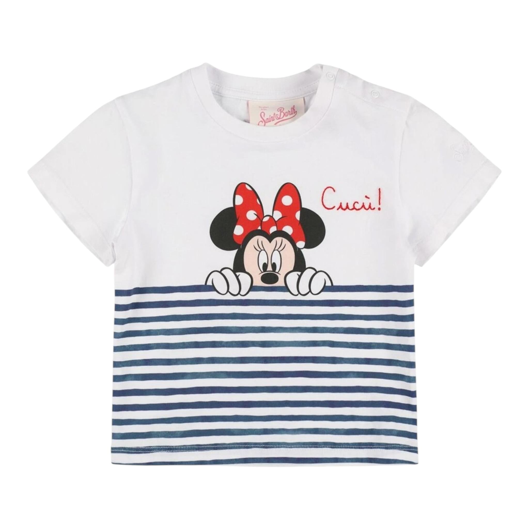 Saint Barth T-Shirt Girocollo Tinta Unita con Stampa Minnie per Neonata ELLYMN BIANCO SAINT BARTH 