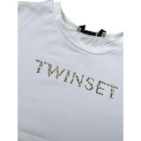 Twinset T-Shirt Girocollo Tinta Unita con Stampa per Bambina 251GJ2484X BIANCO TWINSET 