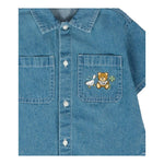 Moschino Camicia In Denim Tinta Unita Mezza Manica per Neonata MUC01F BLU MOSCHINO 