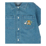 Moschino Camicia In Denim Tinta Unita Mezza Manica per Neonata MUC01F BLU MOSCHINO 