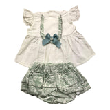 Valentina Bebes Completo 2 Pezzi Camicia-Culotte Bianco/Verde Per Neonata