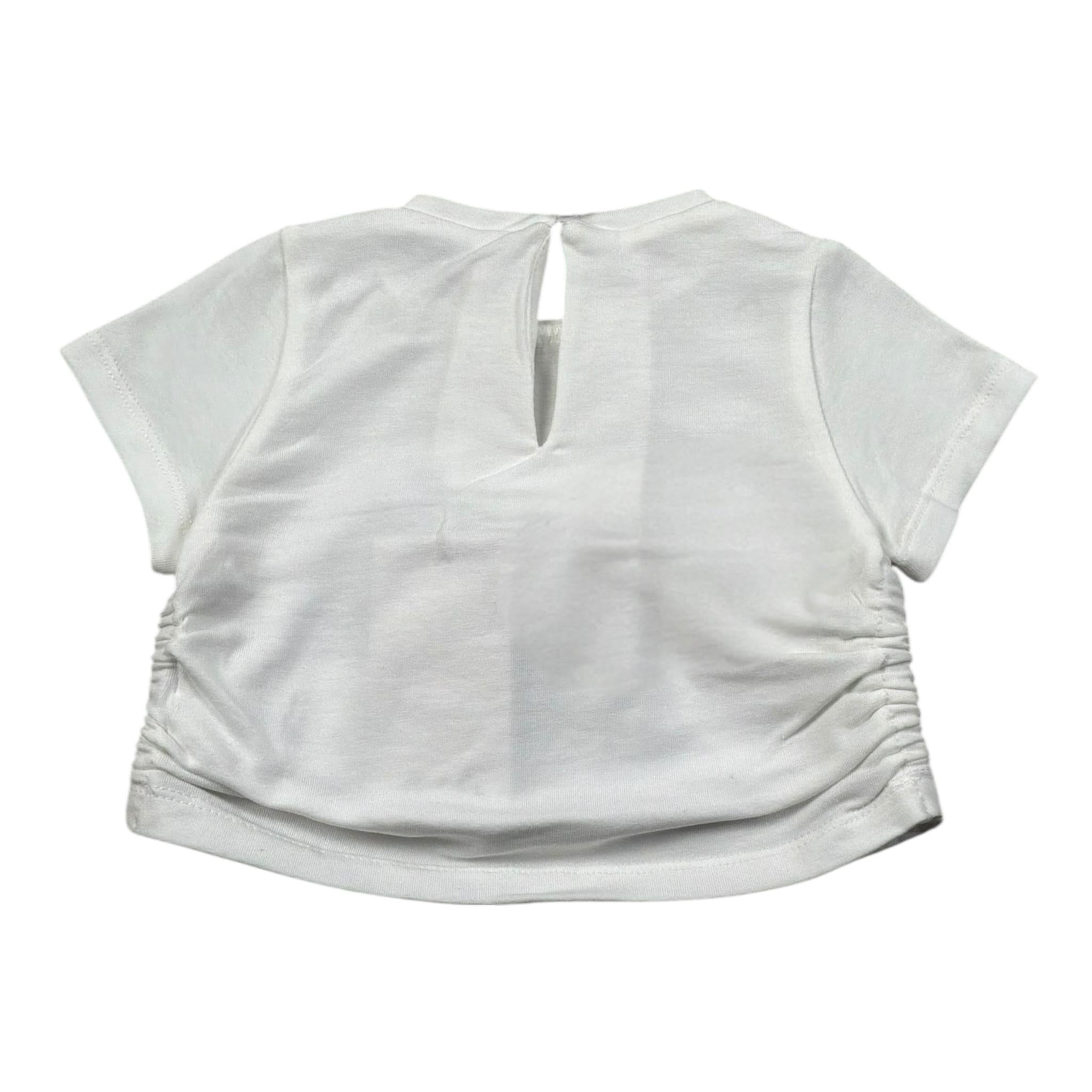 M+E' T-Shirt Girocollo Tinta Unita con Stampa per Neonata UE1858N BIANCO M+E' 