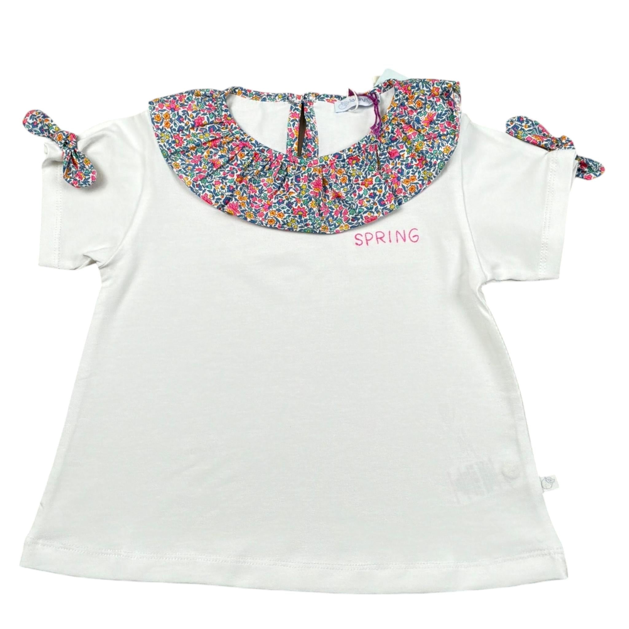 Laranjinha T-Shirt Tinta Unita con Colletto per Neonata 92907V5863L67 BIANCO LARANJINHA 