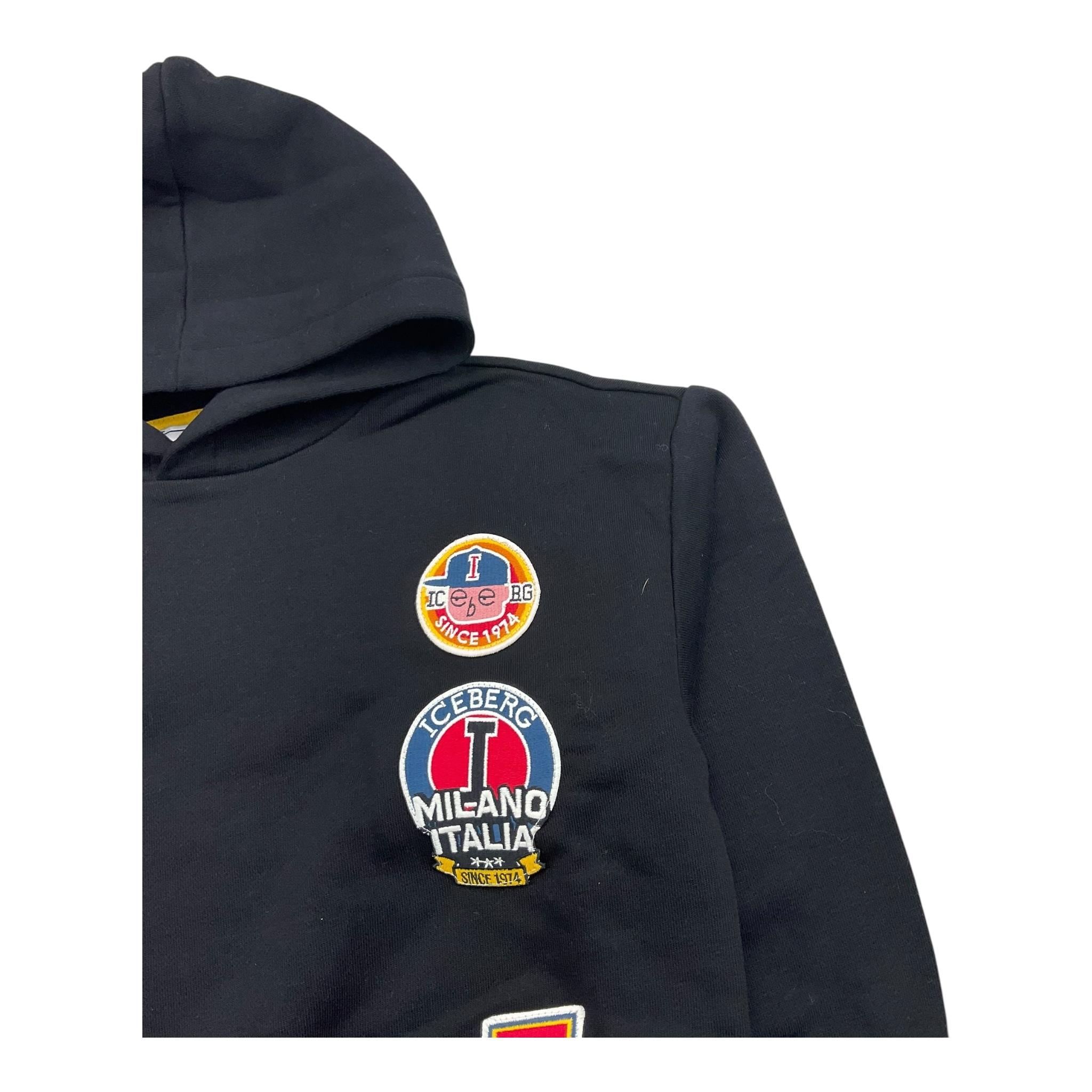 ICEBERG felpa chiusa con cappuccio tinta unita con stampa logo Nero per Bambino MFICE5307J NERO ICEBERG 