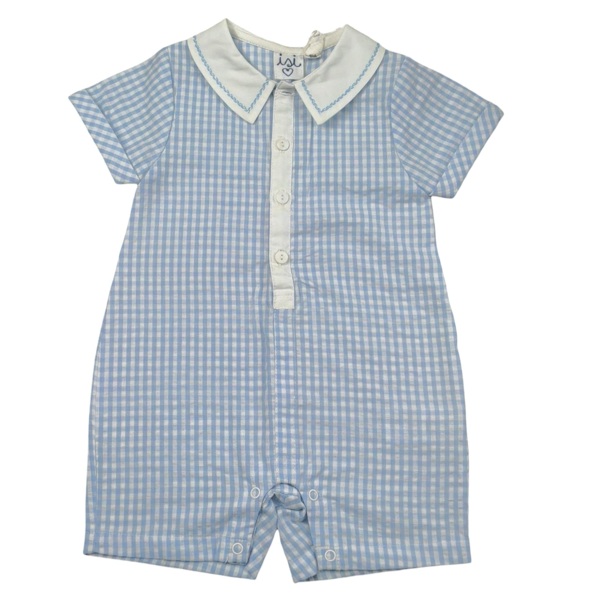 Malvi & Co Pagliaccetto Bicolore con Fantasia A Quadri Bianco/Azzurro per Neonato SCCI180TUQQ BIANCO/AZZURRO MALVI & CO 