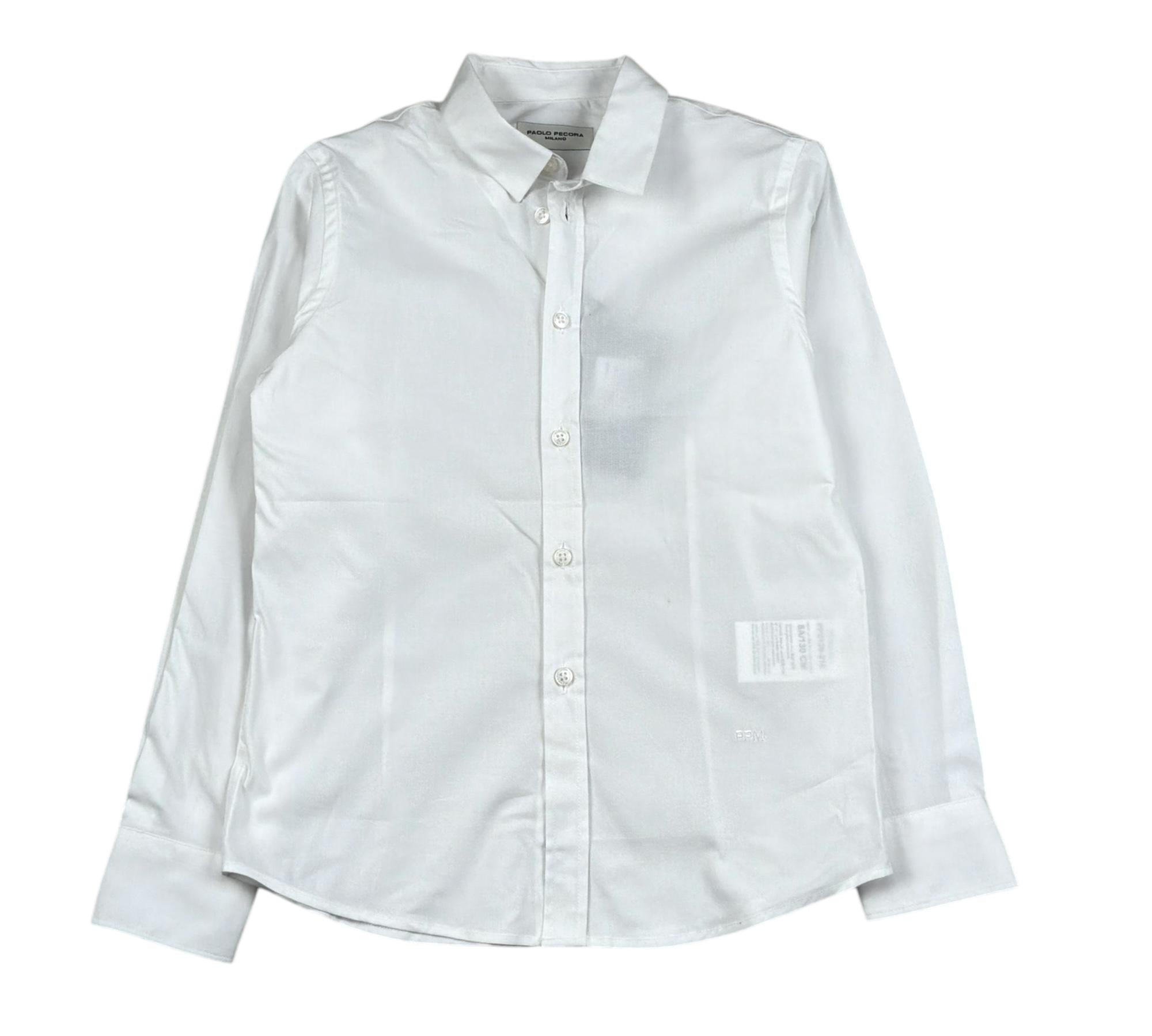 Paolo Pecora Camicia Manica Lunga Tinta Unita per Bambino PP2139 BIANCO PAOLO PECORA 