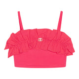 Twinset Top A Bretelline Tinta Unita Con Rouches Fuxia Per Bambina