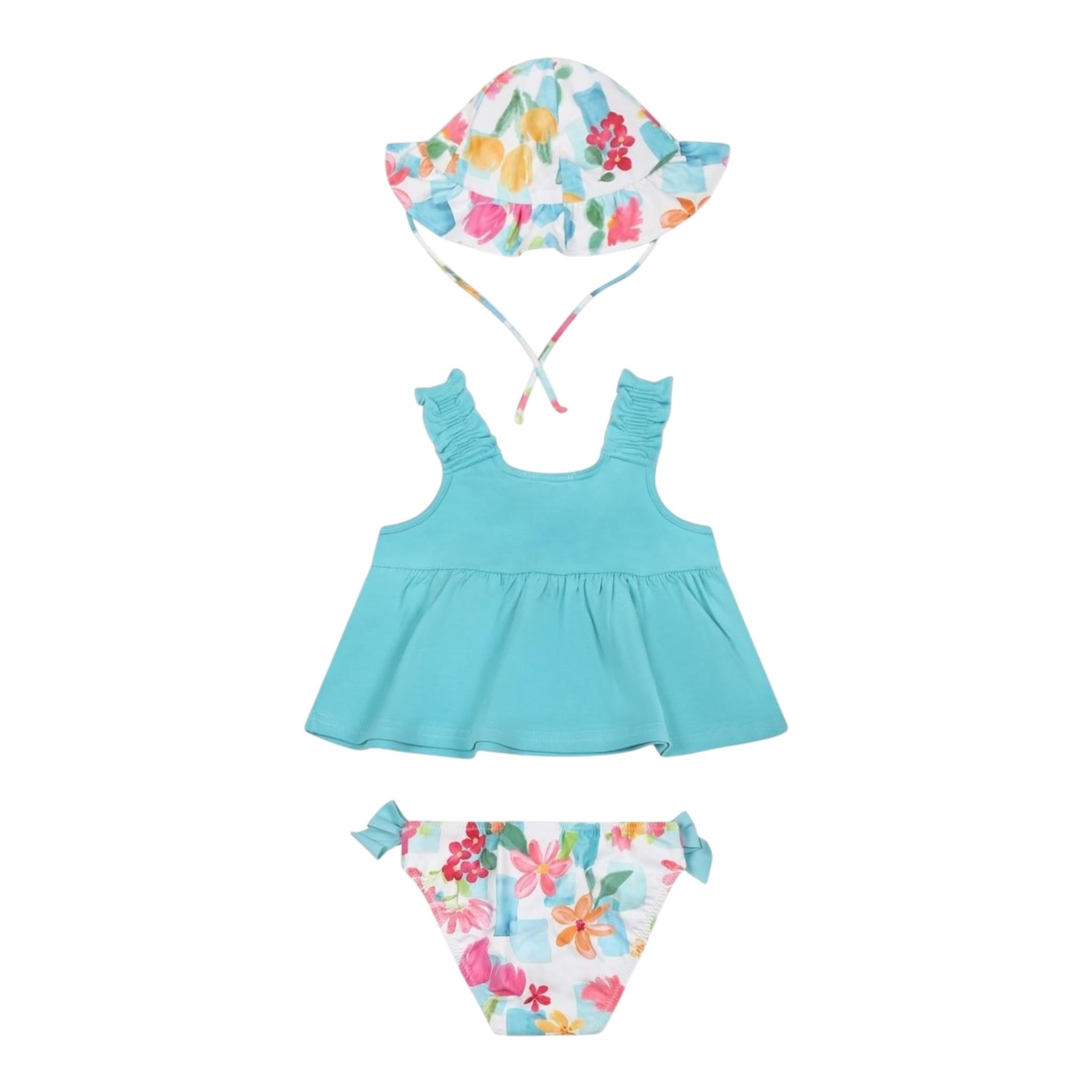 Mayoral Completo 3 Pezzi Canotta-Costume-Cappello per Neonata 1641 AZZURRO MAYORAL 