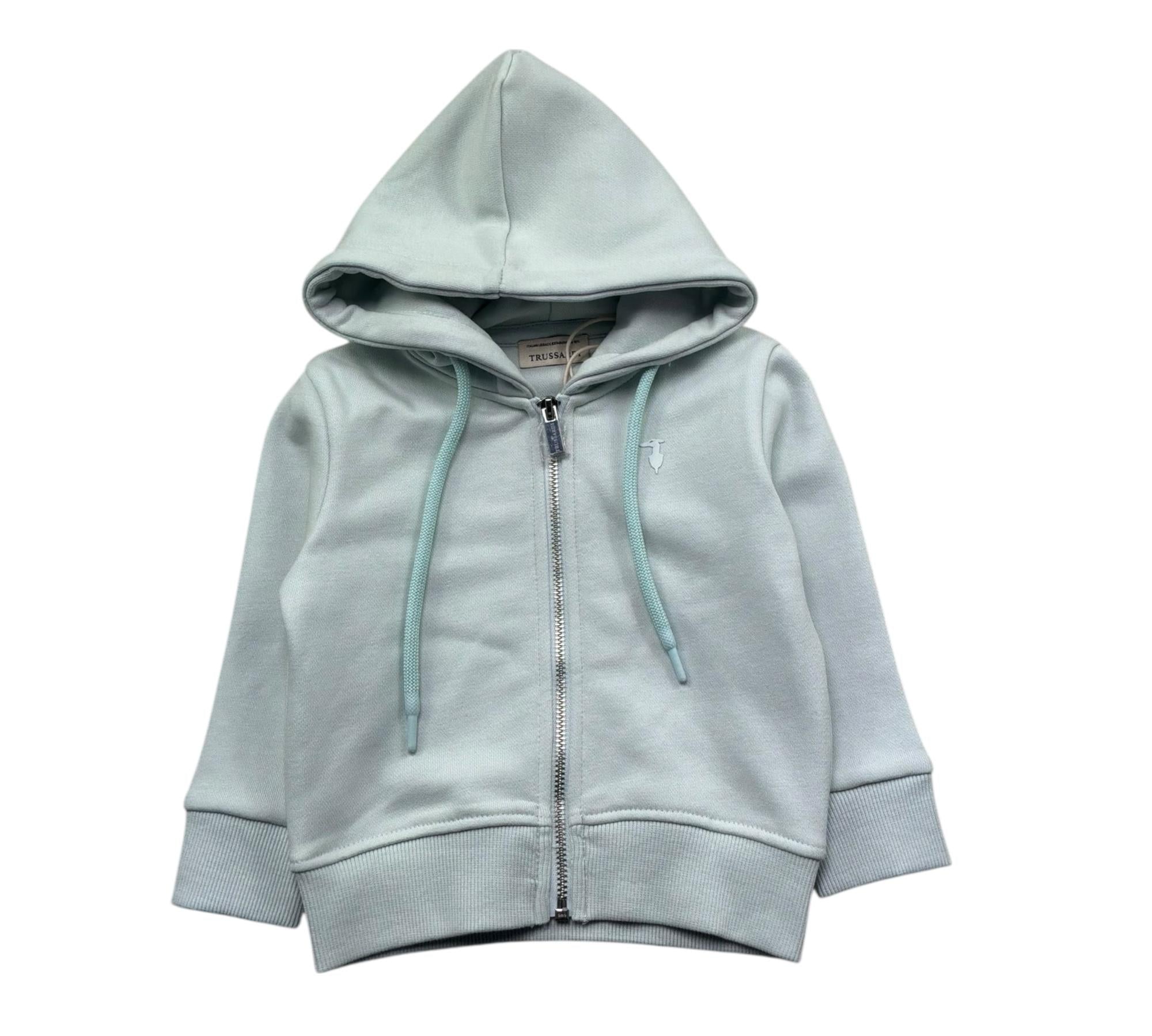 Trussardi Felpa con Zip E Cappuccio Tinta Unita per Neonato TIP26011FE VERDE ACQUA TRUSSARDI 