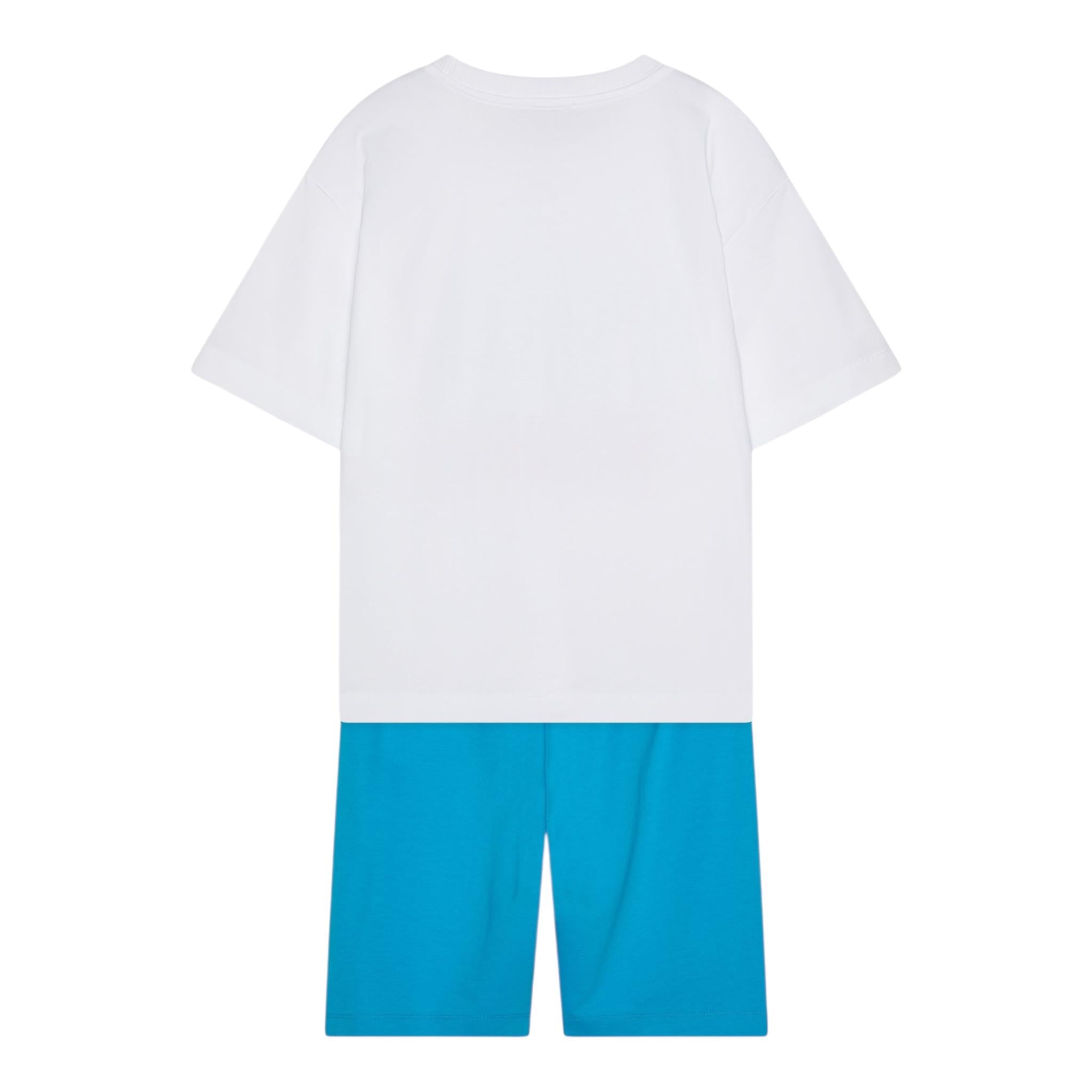 Moschino Completo 2 Pezzi T-Shirt-Bermuda Bicolore per Bambino HUG00QX BIANCO/AZZURRO MOSCHINO 