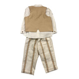 Barcellino Completo 3Pz Camicia-Pantalone-Gilet Beige Per Neonato