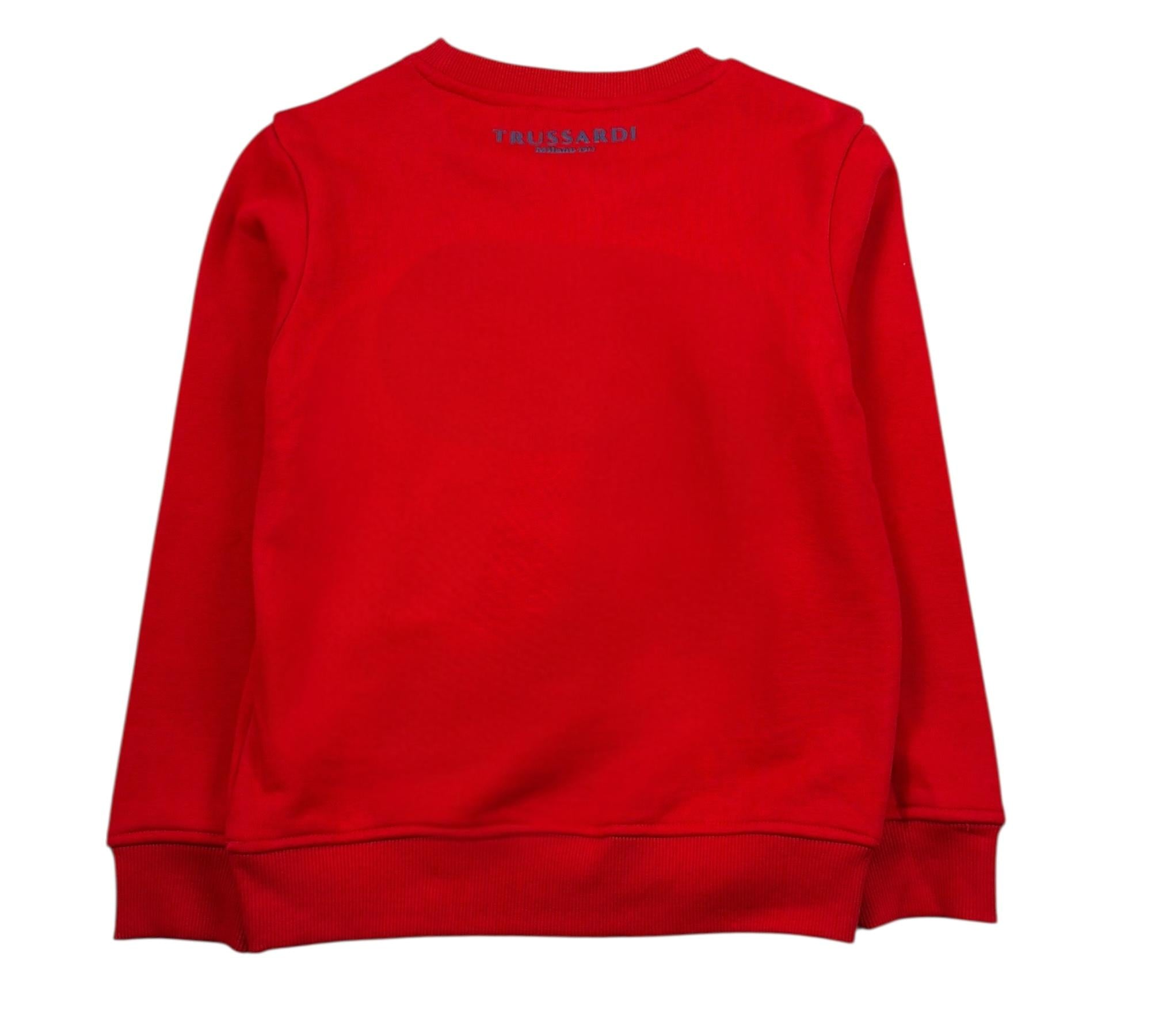 Trussardi Felpa Girocollo Tinta Unita con Logo per Bambino TBP26001FE ROSSO TRUSSARDI 