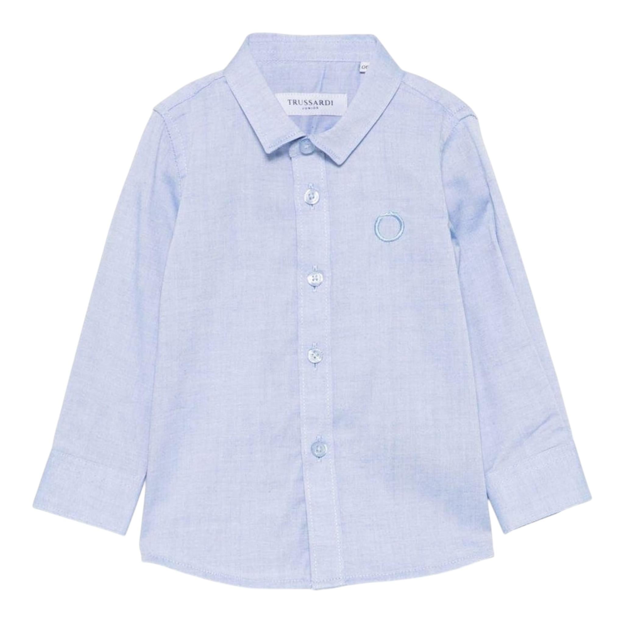 Trussardi Camicia Manica Lunga Tinta Unita per Neonato TIP25047CAX AZZURRO TRUSSARDI 