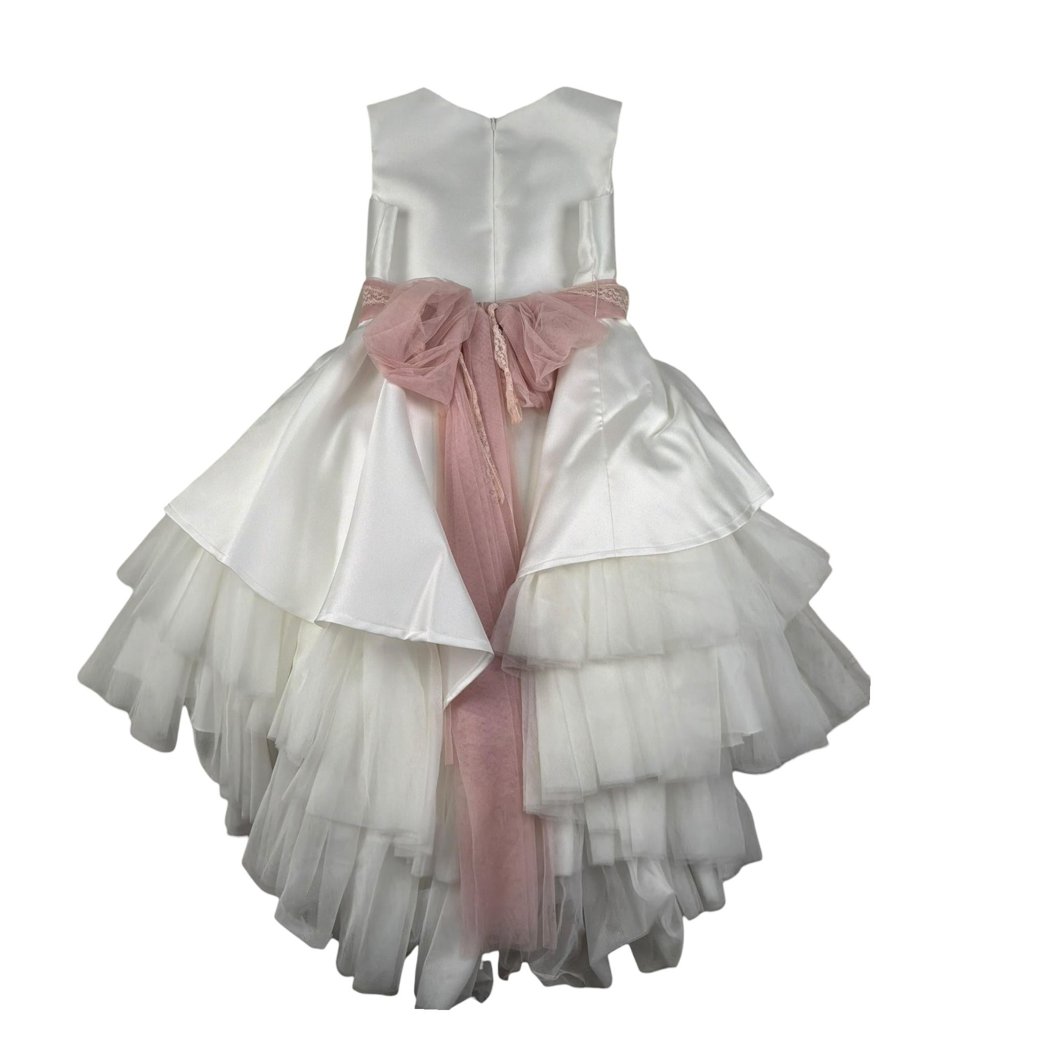 Mimilu' Abito Cerimonia Tinta Unita Giromanica per Bambina 2177 BIANCO MIMILU' 